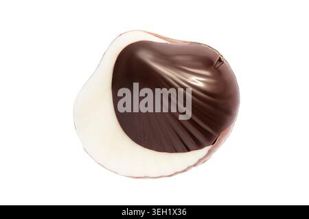 White and dark chocolate seashell candy isolated on white background Stock Photo