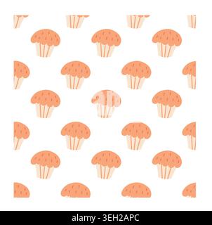 Cute Muffin Seamless Pattern Vector Bakery Background Stock Vector