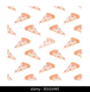 Cute Pizza Slice Seamless Pattern Vector Fast Food Background Stock Vector