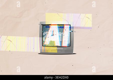 Old vintage television shows ai text, old analog years, isolated on a blank background. Stock Photo