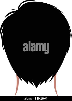 Illustration of a short black layered hairstyle shown from the back with soft textured ends Stock Vector