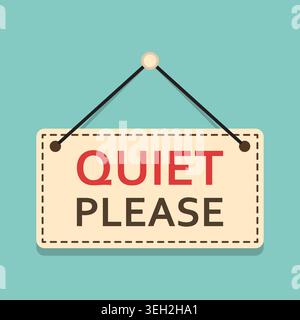 Quiet please icon in flat style. Silent banner vector illustration on isolated background. Warning sign business concept. Stock Vector