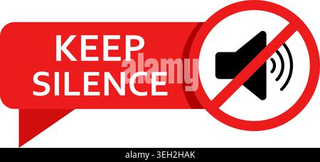 Silence please icon in flat style. Silent banner vector illustration on isolated background. Warning sign business concept. Stock Vector