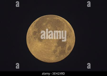 Full moon against black sky, Einmuss, Bavaria, Germany Stock Photo