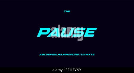 Pause Game Button Phrase Template for Streamer, Esport, HUD Cyber Headline, Video Thumbnail and Digital Content. Modern Font Logo Alphabet. Popular Stock Vector