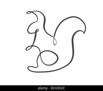 Minimal squirrel continuous one line illustration Stock Vector