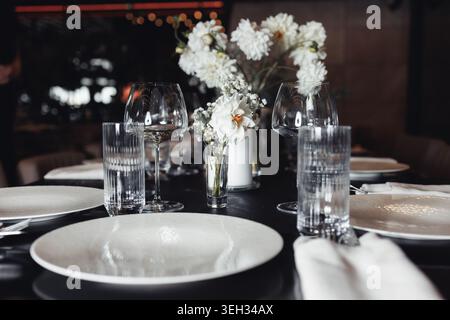 Elegant table set for fine dining Stock Photo