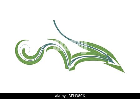A green and white logo featuring a stylized wave design, symbolizing fluidity and movement Stock Vector