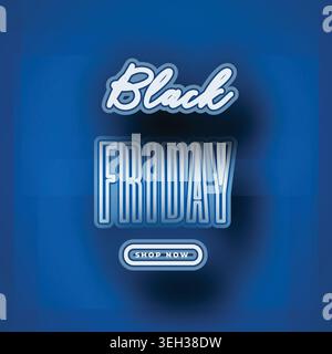 Black Friday sale banner featuring bold text on a vibrant blue background, promoting special discounts and offers Stock Vector