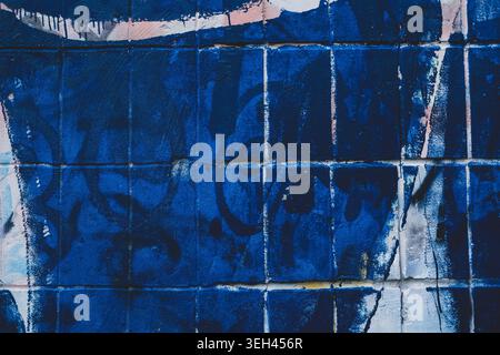 Dark blue grunge wall texture Stock Photo