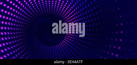 Blue Digital Tunnel or Wormhole. 3D Tunnel Grid Mesh. Blue Hi Tech Texture. Wireframe Abstract Mesh with Hole.Technology or Science Stock Vector