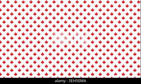 Seamless repeating pattern featuring small red maple leaves on a clean white background, ideal for Canadian themes. Stock Vector