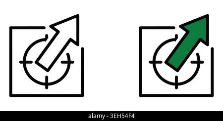 External link icon set with arrows pointing out of a square target box Stock Vector