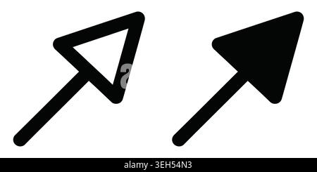 Black outline and solid fill triangle arrow icons set for web interface Stock Vector