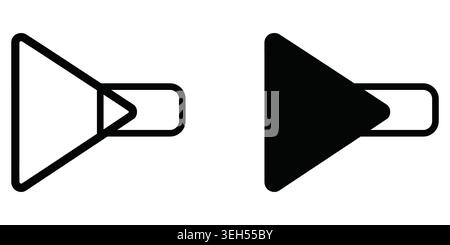 Black and outline arrow play button icons for media player interface Stock Vector