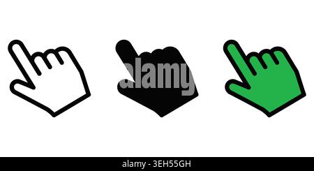 Set of computer mouse hand cursor icons in different fill styles Stock Vector