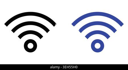 Black and blue wireless internet connection wifi signal icons set Stock Vector