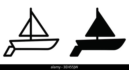 Black and white sailboat icons set for travel and marine navigation design Stock Vector