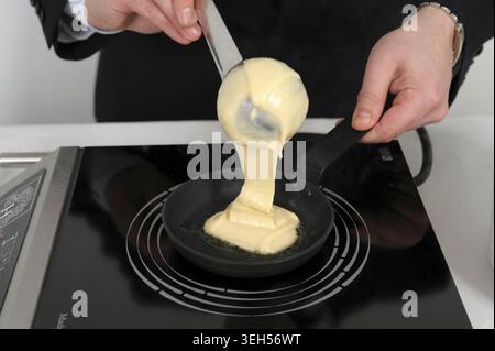 Buffet animation with preparation of pancakes Stock Photo