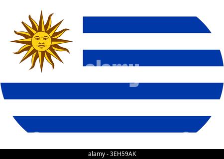 Uruguay flag symbolizing national pride, identity, heritage, patriotism and authority. Vector flag in flat oval design Stock Vector