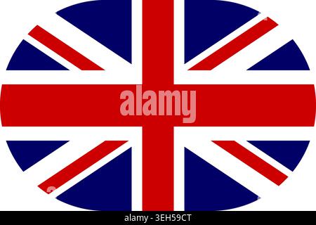 United Kingdom of Great Britain and Northern Ireland flag symbolizing national pride, identity, heritage, patriotism and authority. Vector flag in flat oval design Stock Vector