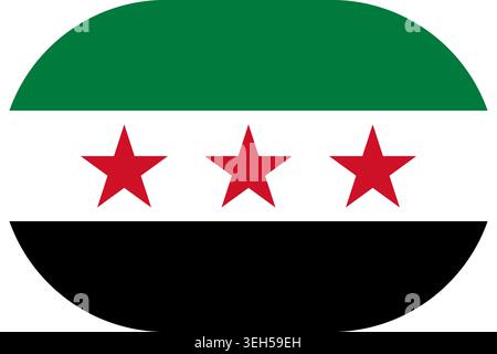 Syria flag symbolizing national pride, identity, heritage, patriotism and authority. Vector flag in flat oval design Stock Vector