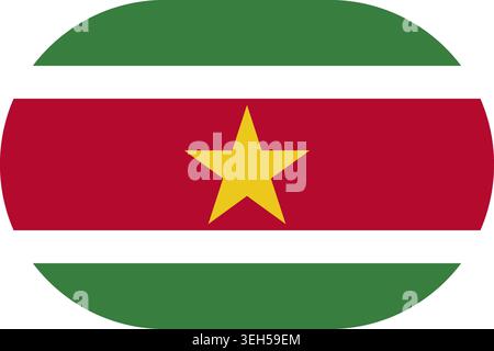 Suriname flag symbolizing national pride, identity, heritage, patriotism and authority. Vector flag in flat oval design Stock Vector