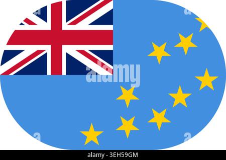 Tuvalu flag symbolizing national pride, identity, heritage, patriotism and authority. Vector flag in flat oval design Stock Vector