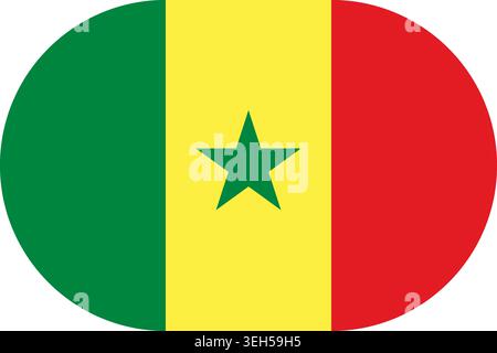 Senegal flag symbolizing national pride, identity, heritage, patriotism and authority. Vector flag in flat oval design Stock Vector