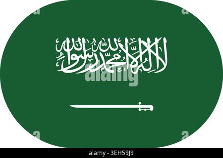 Saudi Arabia flag symbolizing national pride, identity, heritage, patriotism and authority. Vector flag in flat oval design Stock Vector