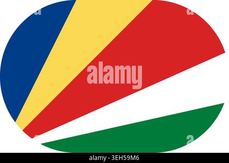 Seychelles flag symbolizing national pride, identity, heritage, patriotism and authority. Vector flag in flat oval design Stock Vector