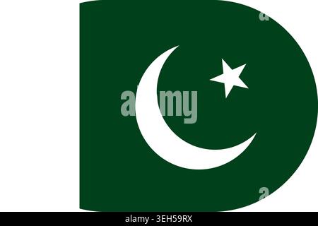 Pakistan flag symbolizing national pride, identity, heritage, patriotism and authority. Vector flag in flat oval design Stock Vector