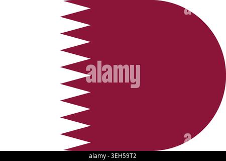 Qatar flag symbolizing national pride, identity, heritage, patriotism and authority. Vector flag in flat oval design Stock Vector