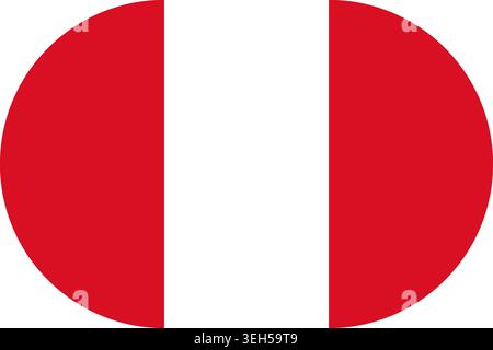 Peru flag symbolizing national pride, identity, heritage, patriotism and authority. Vector flag in flat oval design Stock Vector