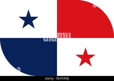 Panama flag symbolizing national pride, identity, heritage, patriotism and authority. Vector flag in flat oval design Stock Vector