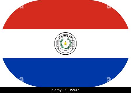 Paraguay flag symbolizing national pride, identity, heritage, patriotism and authority. Vector flag in flat oval design Stock Vector