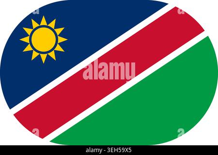 Namibia flag symbolizing national pride, identity, heritage, patriotism and authority. Vector flag in flat oval design Stock Vector