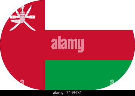 Oman flag symbolizing national pride, identity, heritage, patriotism and authority. Vector flag in flat oval design Stock Vector