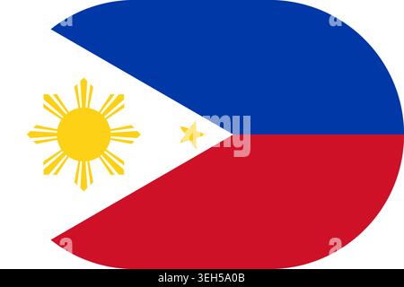 Philippines flag symbolizing national pride, identity, heritage, patriotism and authority. Vector flag in flat oval design Stock Vector