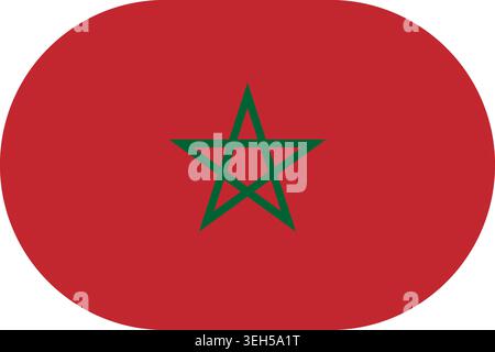 Morocco flag symbolizing national pride, identity, heritage, patriotism and authority. Vector flag in flat oval design Stock Vector