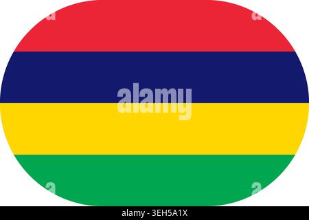 Mauritius flag symbolizing national pride, identity, heritage, patriotism and authority. Vector flag in flat oval design Stock Vector