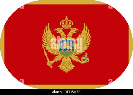 Montenegro flag symbolizing national pride, identity, heritage, patriotism and authority. Vector flag in flat oval design Stock Vector