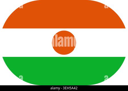 Niger flag symbolizing national pride, identity, heritage, patriotism and authority. Vector flag in flat oval design Stock Vector