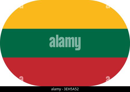 Lithuania flag symbolizing national pride, identity, heritage, patriotism and authority. Vector flag in flat oval design Stock Vector