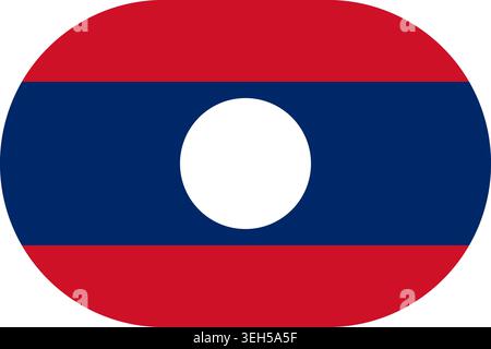 Laos flag symbolizing national pride, identity, heritage, patriotism and authority. Vector flag in flat oval design Stock Vector