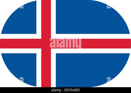 Iceland flag symbolizing national pride, identity, heritage, patriotism and authority. Vector flag in flat oval design Stock Vector