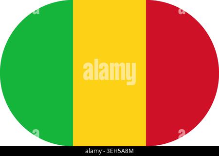 Mali flag symbolizing national pride, identity, heritage, patriotism and authority. Vector flag in flat oval design Stock Vector