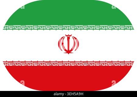 Iran flag symbolizing national pride, identity, heritage, patriotism and authority. Vector flag in flat oval design Stock Vector