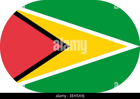 Guyana flag symbolizing national pride, identity, heritage, patriotism and authority. Vector flag in flat oval design Stock Vector