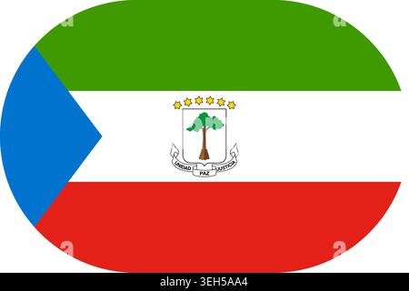 Equatorial Guinea flag symbolizing national pride, identity, heritage, patriotism and authority. Vector flag in flat oval design Stock Vector